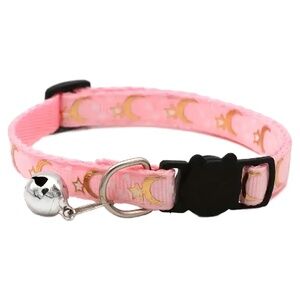 Pink Moon Star Astrology Cat Dog Breakaway Collar Bell Adjustable Night Sky NEW